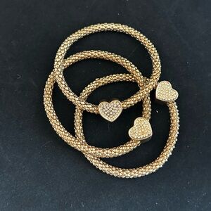 Gold Heart Stretch Bracelet Set - Women Jewelry